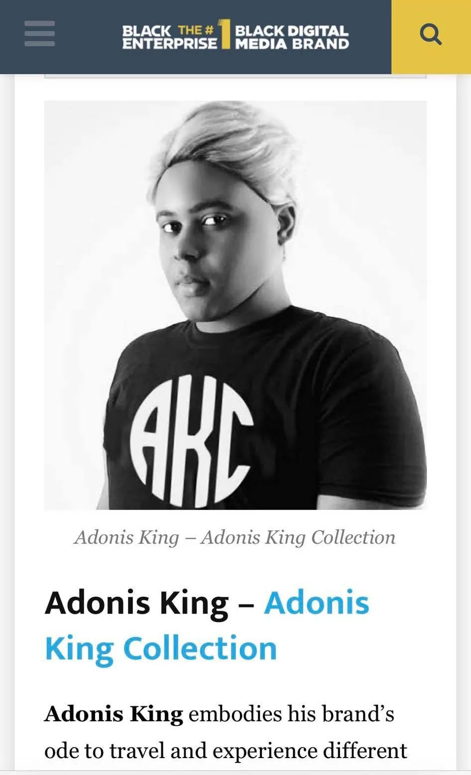 Adonis King Featured in Black Enterprise
